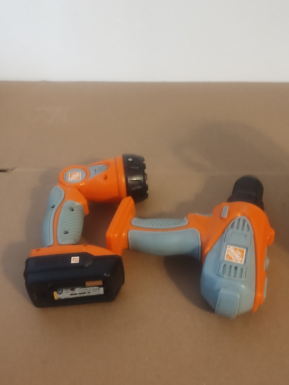Home Depot  Power pretend play Drill and Flashlight Set tested work great